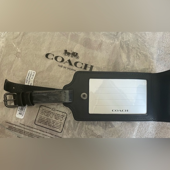 COACH Luggage Tag Signature Canvas Gunmetal Charcoal Monogram Print Bag - Picture 6 of 7